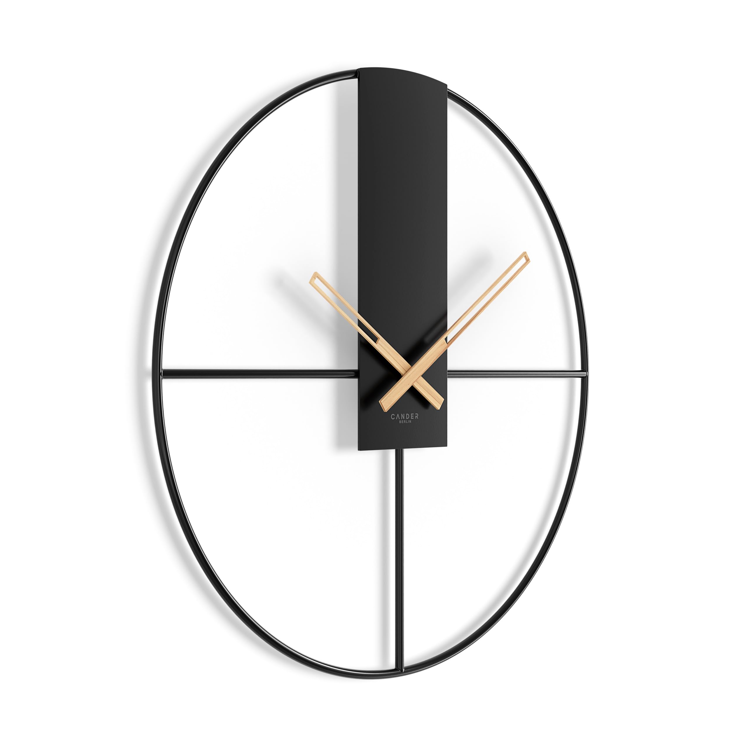 Cander Berlin Ajna XXL Wanduhr lautlos 70 cm Metall Holzzeiger ohne Tickgeräusche schwarz groß Shabby Wohnzimmer Büro Flur Vintage