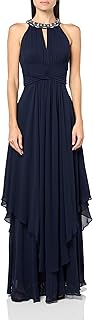 Women's Sleeveles Halter Neck Keyhole Fit & Flare Chiffon Gown - Buy now