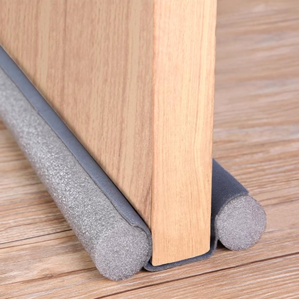 thumbgeek Burlete flexible para puertas,tira de sellado para parte inferior de puerta,insonorizada, a prueba de polvo, resistente al viento, mantiene tu hogar caliente y sin corrientes de aire (gris)
