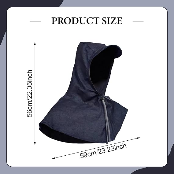 Oshhni Adjustable Windproof Dustproof Welding Hood for Men and Women with Neck and Shoulder Drape, Full Head Cover, with Brim