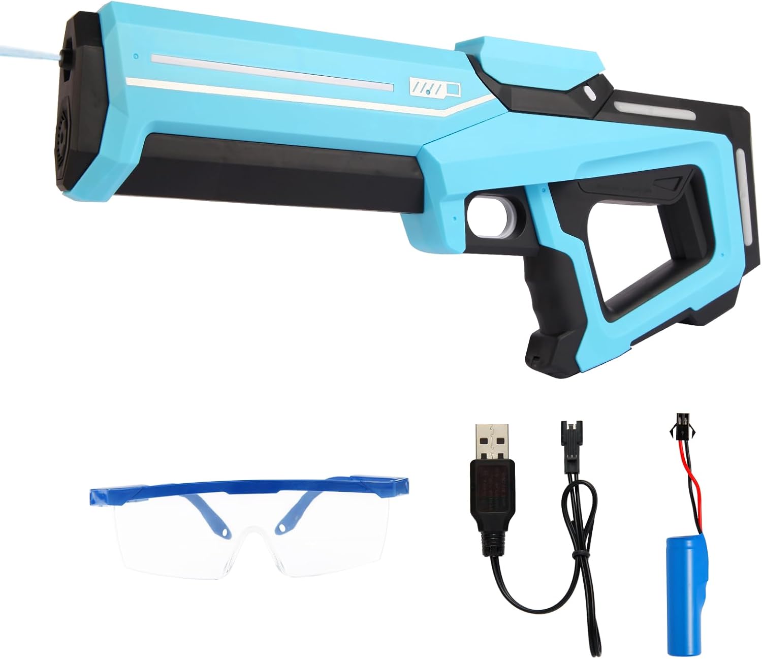Electric Auto-Suction Water Gun - 32FT Long Range Spray, IP7 Waterproof Rating, Rechargeable Battery, Compatible with Standard Soda Bottles for Outdoor Activities & Pool Games
