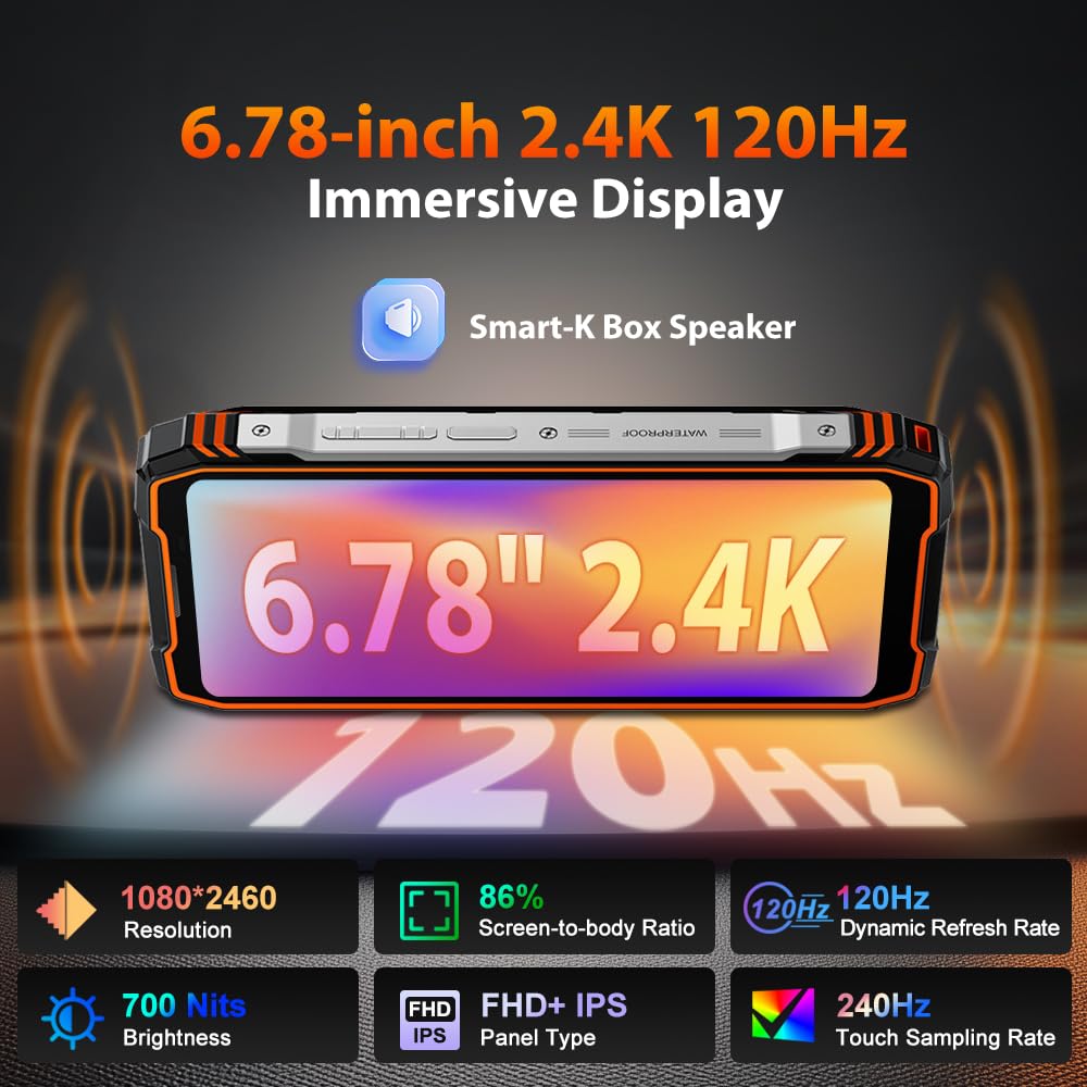 Blackview Xplore 1 Pro Teléfono Movil Resistente con Termográfica Cámara, 36GB+256GB/2TB, 6.78"FHD+ Movil Irrompible, 64MP+50MP, 20000mAh Smartphone Todoterreno IP68/5G/NFC/OTG/GPS/Infrarrojo,Naranja