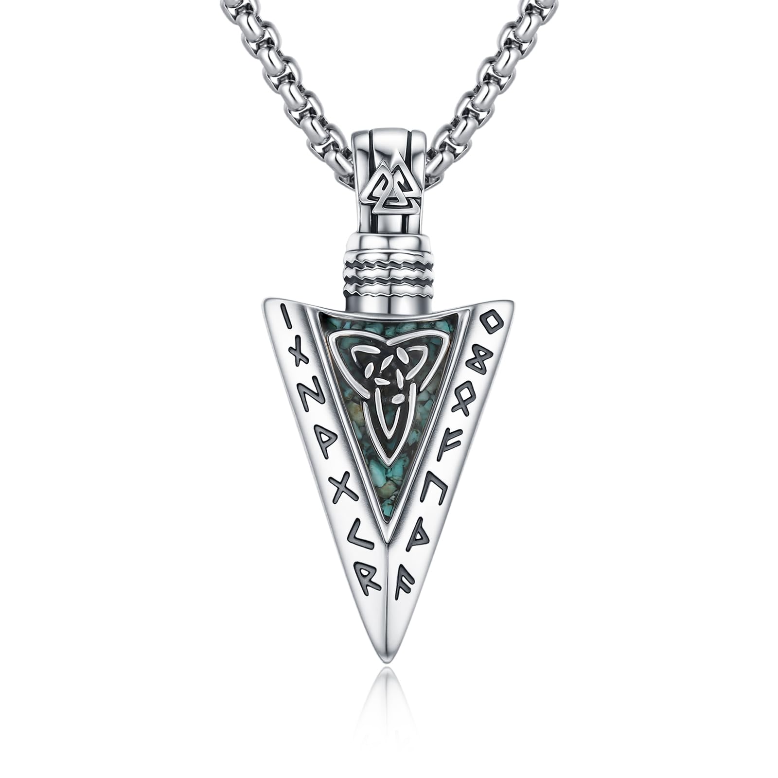 Keltische Pfeilspitze Halskette 925 Sterling Silber Turquoise Pfeil Anhänger Halskette Pfeilspitze Schmuck Geschenke für Mann Damen