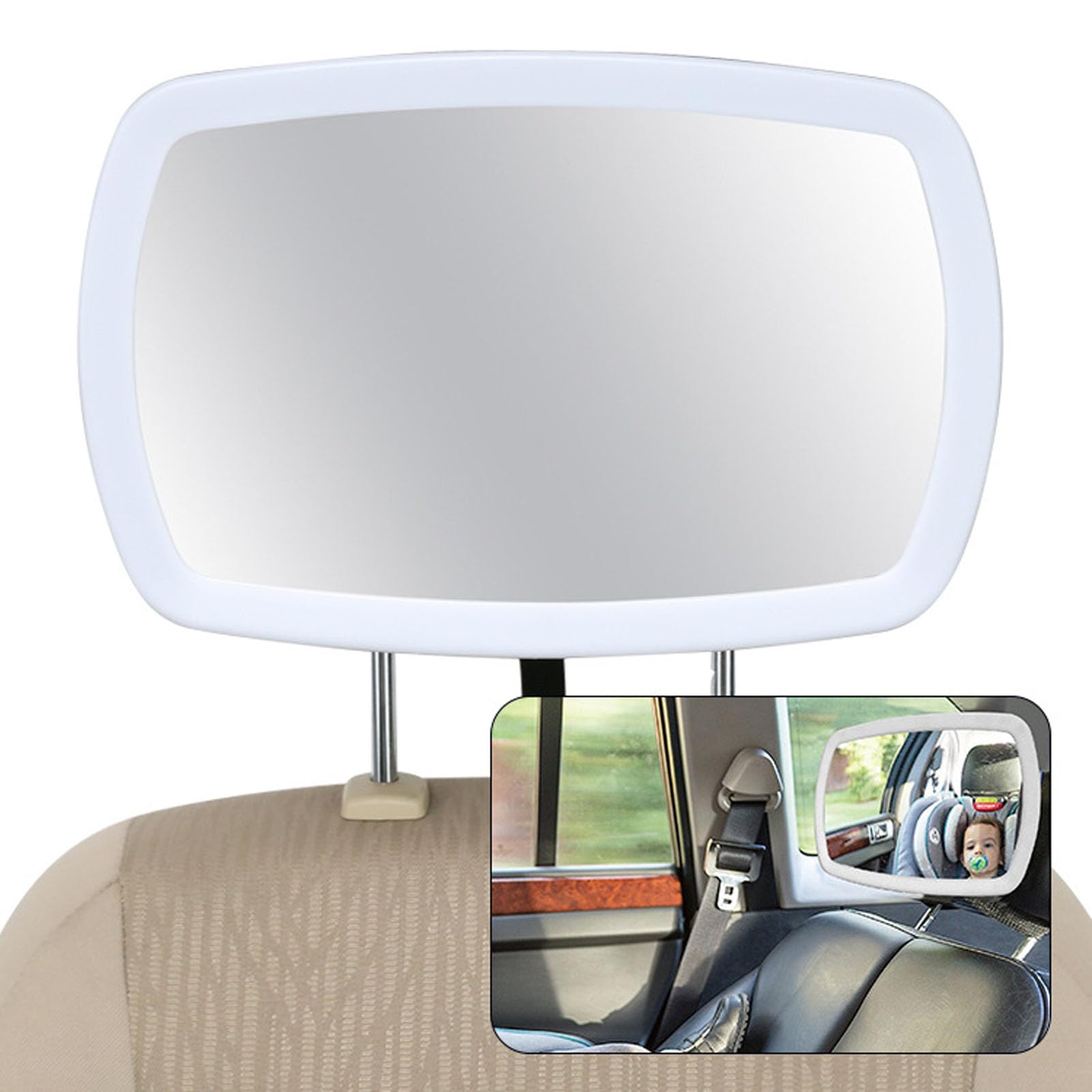 Dpofirs Miroir de Voiture pour bébé, Rétroviseur de Siège de Voiture Réglable orienté vers l'arrière avec Vue Grand Angle de 120 Degrés et Veilleuse LED, pour une Observation Sûre de bébé dans le