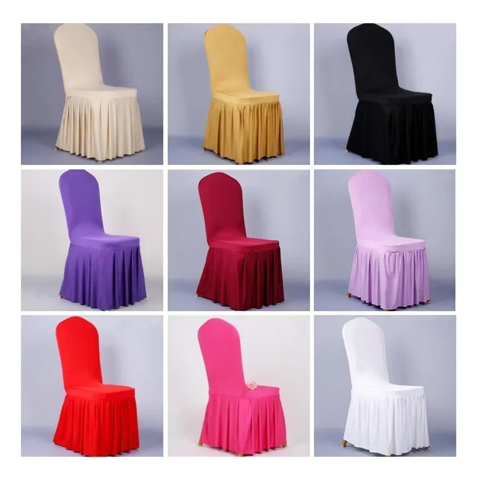 Hussen für Stühle 100 Stück Faltenrock-Stuhlhussen Spandex Party Hochzeiten Bankett Polyester Stuhlhusse Hotel Home Decor Hochzeit Stuhlhussen(Red)