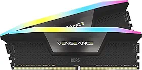CORSAIR VENGEANCE RGB DDR5 RAM 16GB (2x8GB) 5200MHz CL40 Intel XMP iCUE Memória de computador compatível - Preto (CMH16GX5M2B5200C40)