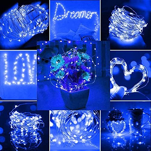 NA Solar String Lights Outdoor Waterproof, 33ft 100 LED , Decoration Copper Wire Fairy Lights for Patio Yard Trees Christmas Wedding Party Decor (Blue)