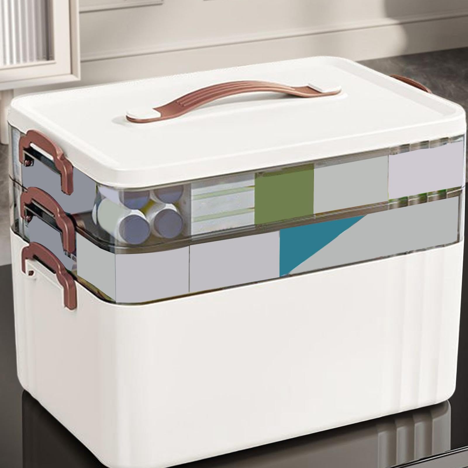 Pastillero Multicapa Pastillero Organizador Portátil Transparente De Gran | de Almacenamiento Transparente Kit Organizador Contenedor Transparente Gran Capacidad para Accesorios Herramie