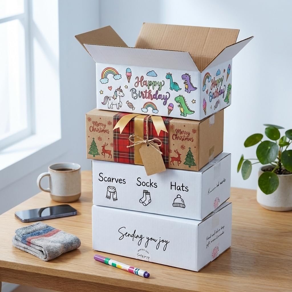 25 Pack Shipping Boxes 11x6x6, White Corrugated Cardboard Mailing Box for Mailing Business Packaging Storage Crafts Gifts