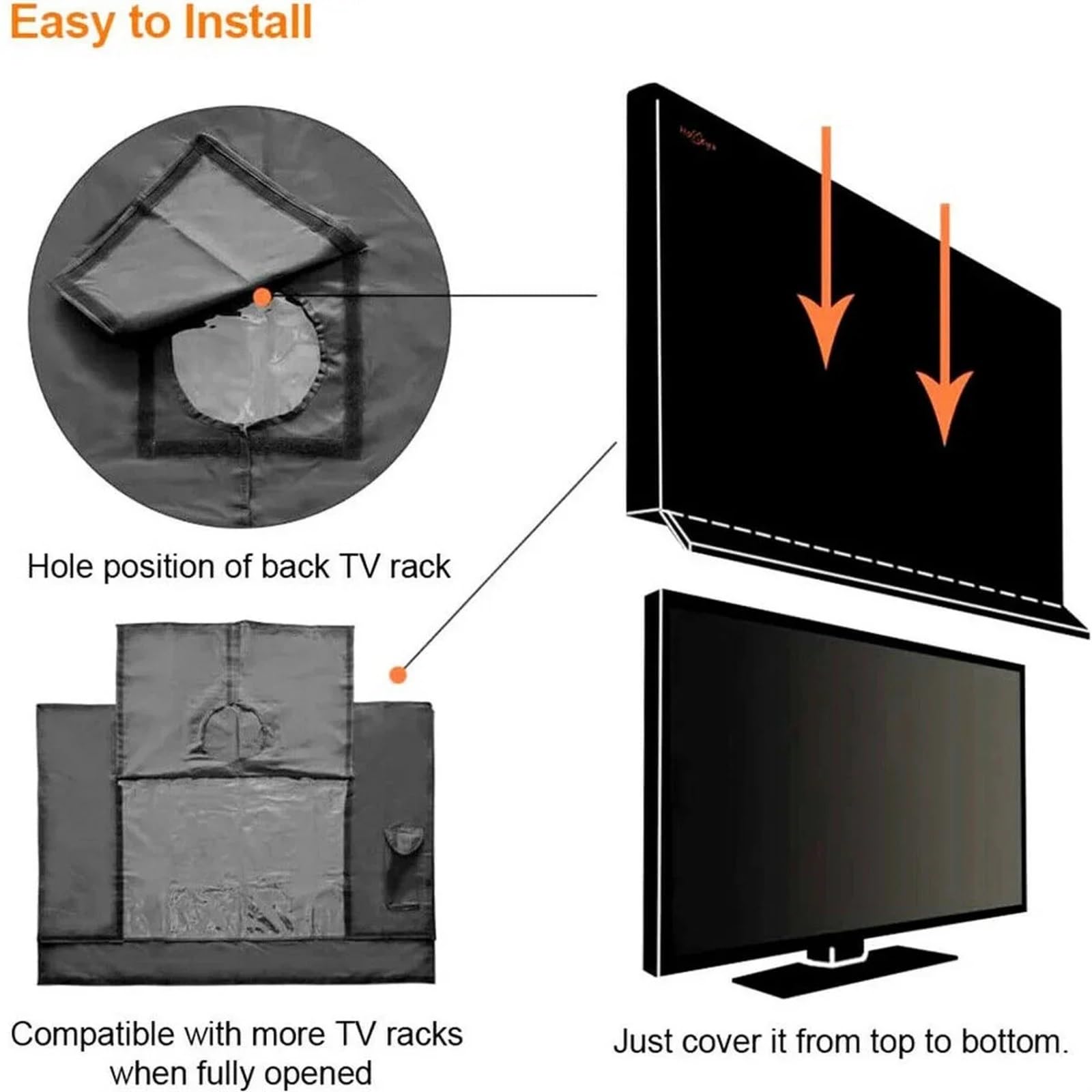 copri tv da esterno Copertura TV impermeabile protettiva Schermo Oxford nero antipolvere e for esterni(M 30-32 inch)