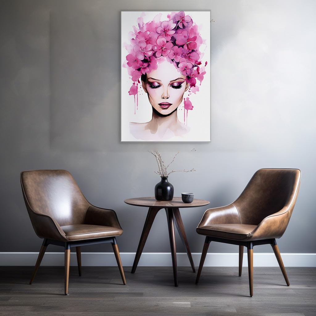 Canvas for Living room. Bloom of Serenity: Capturing the Essence of Dreamy Romance in Watercolor, 27 x 18 inch Canvas Wall Art - Contemporary Masterpieces - Modern Home Decor