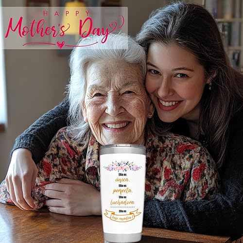 Miniatura 4 de 1step2dream Vaso español para mamá, bonita idea para el día de la madre, mujer, esposa, cumpleaños, regalo mexicano, regalos latinos, blanco, 20