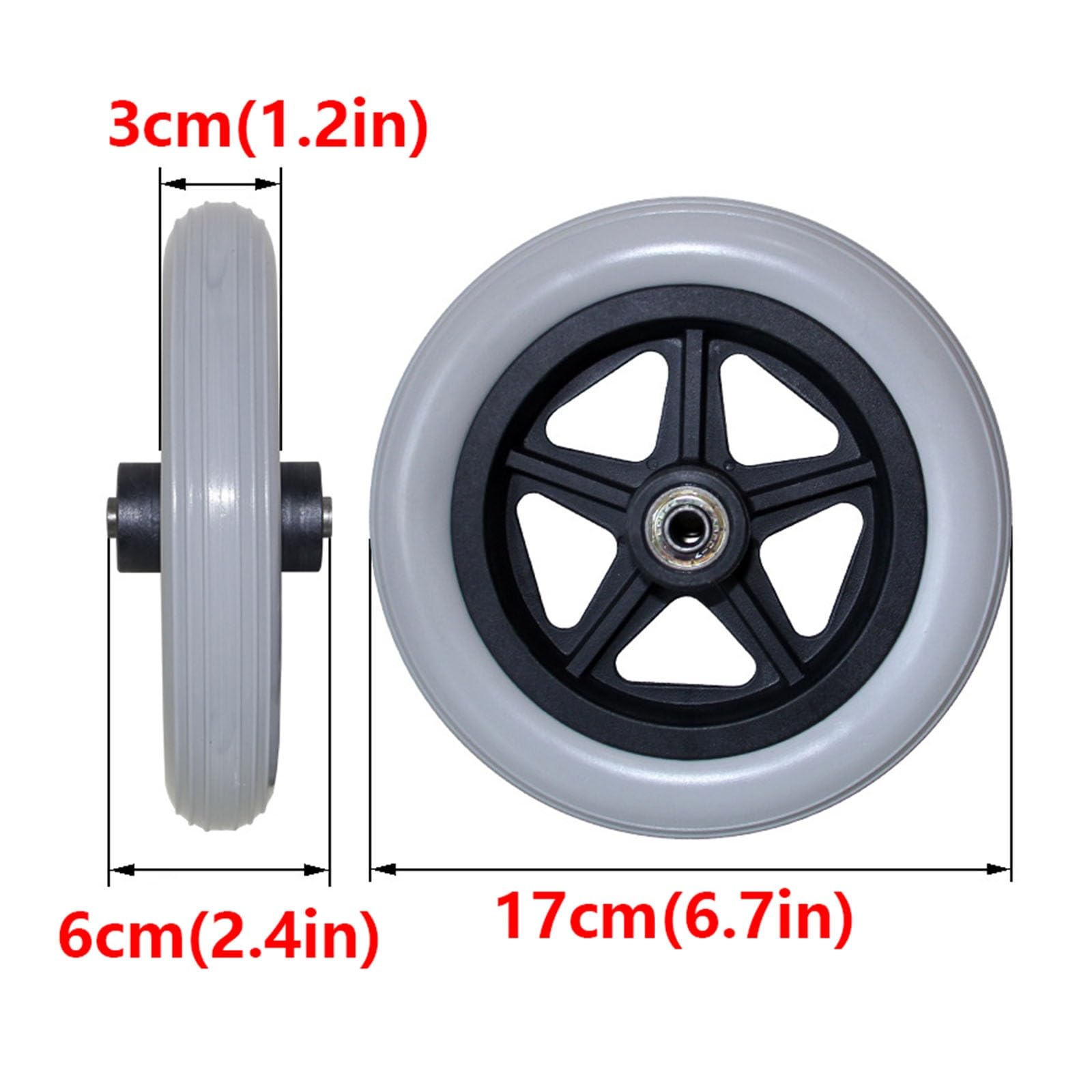 LHX 7-inch Wheelchair Front Wheel Walker Replacement Wheel Heavy-Duty Durable Wheelchair Front Wheel Universal Wheel Polyurethane Walker Wheel(Gris)