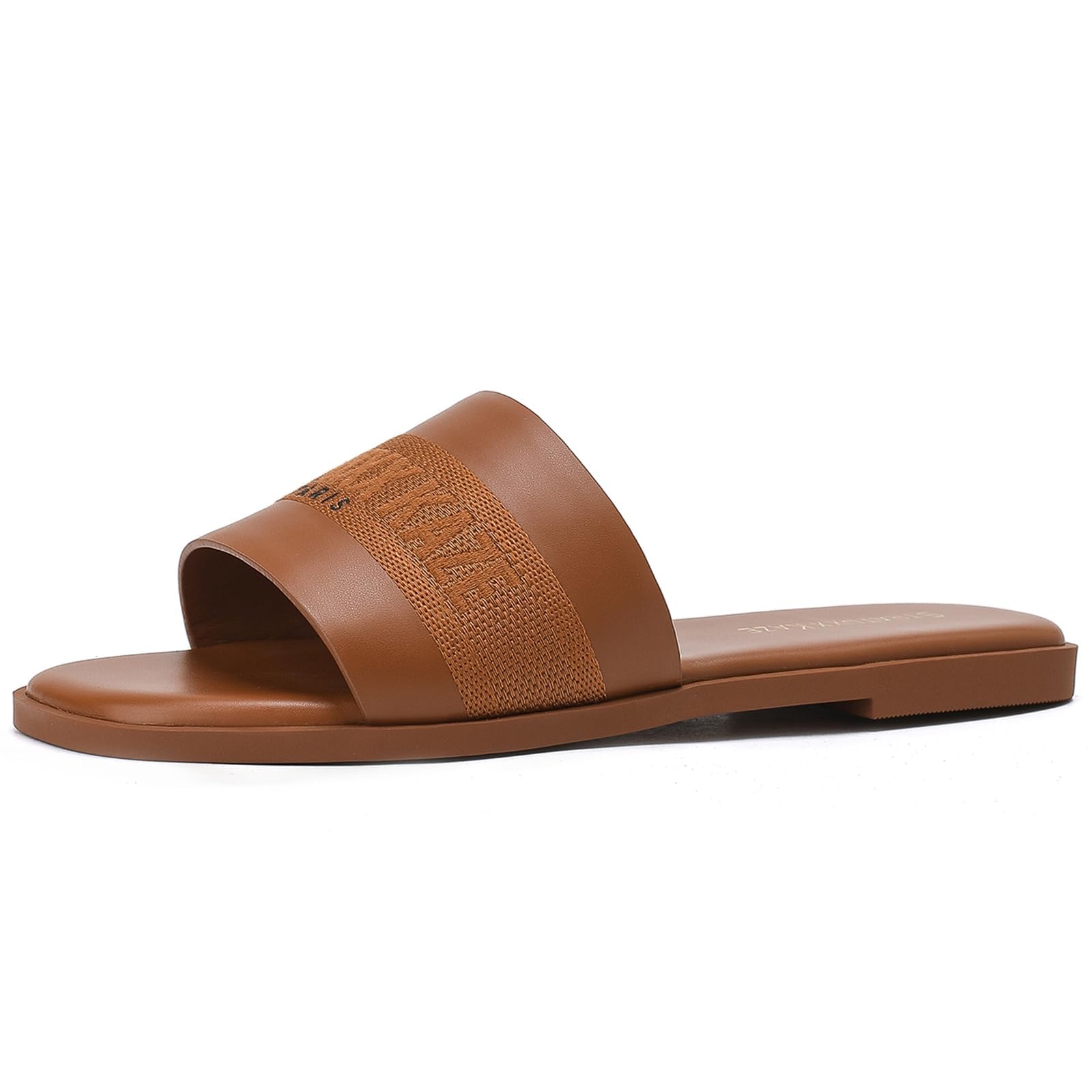 Stratuxx Kaze Women's Dressy Sandals Slip on Flat Summer Shoes Open Toe Slide Sandals for Women Size 5-11