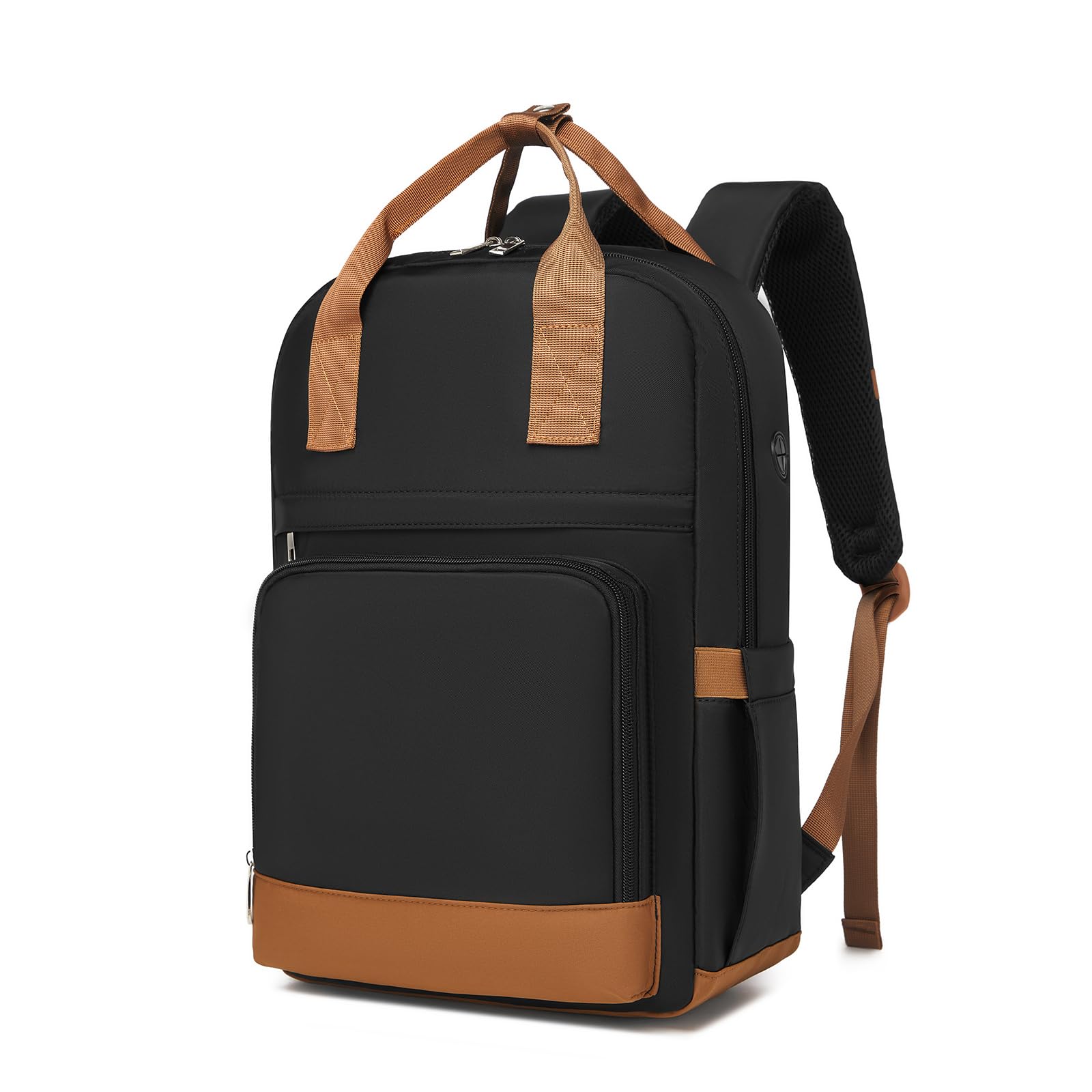 KONO Zaino Donna Porta PC 15,6 Pollici, Impermeabile e Antifurto con Porta USB di Ricarica, Grande Capacità per Università, Lavoro e Viaggio (Nero/Marrone)