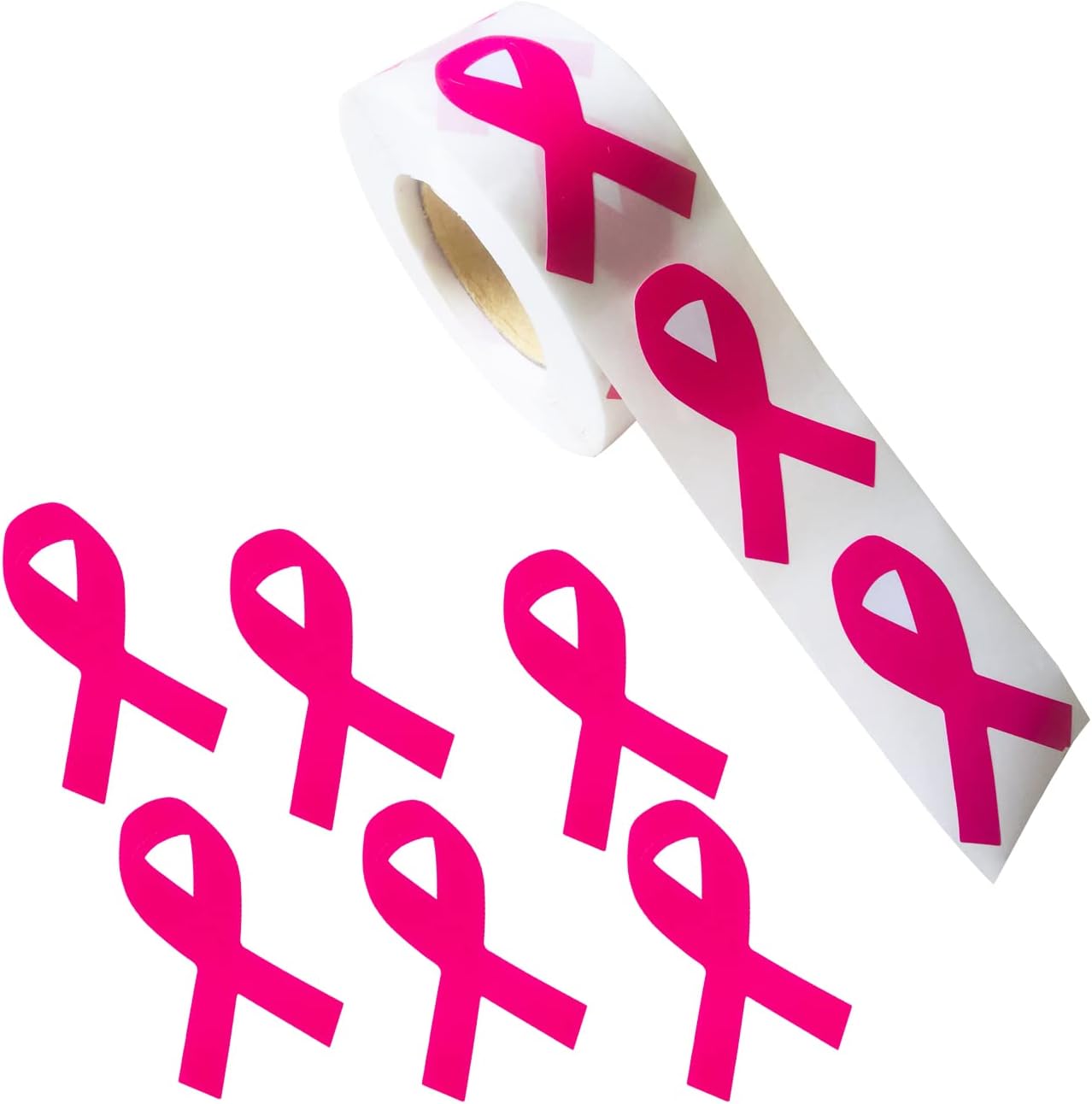 Pink Ribbon Stickers, 500 pcs Breast Cancer Awareness PVC Material, Waterproof, for Fundraising, Charity Events and Support Groups