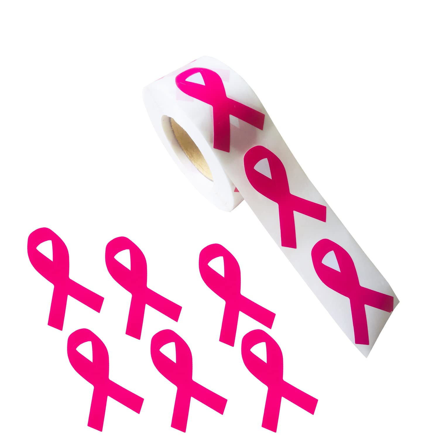 ONLOVO Pink Ribbon Stickers, 500 pcs Breast Cancer Awareness PVC Material, Waterproof, for Fundraising, Charity Events and Support Groups