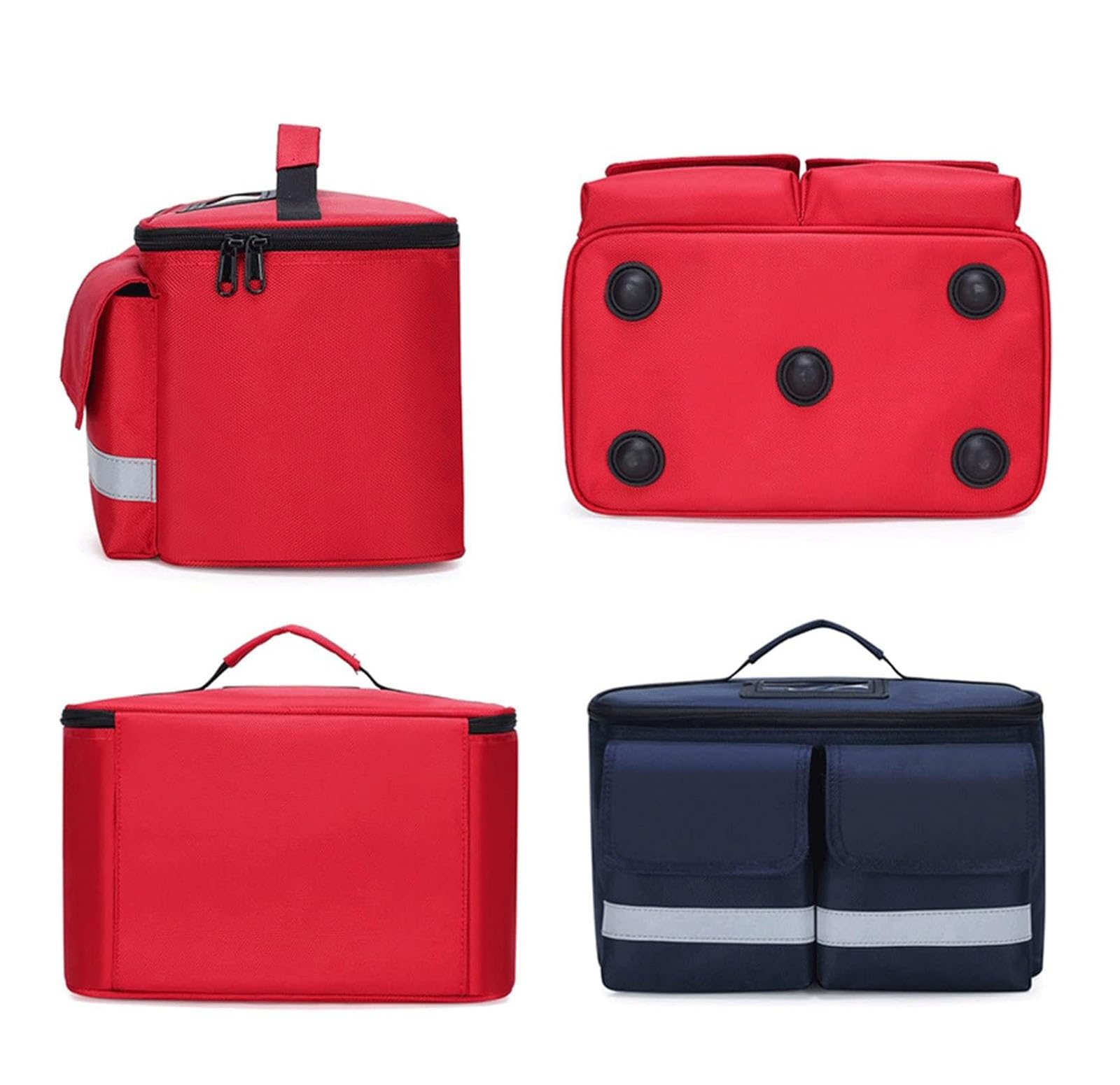 Botiquín De Primeros Auxilios portátil Vacío, bolsa de primeros auxilios con múltiples bolsillos y banda reflectante, correas ajustables, botiquín de emergencia para el hogar, exteriores, camping(Red)