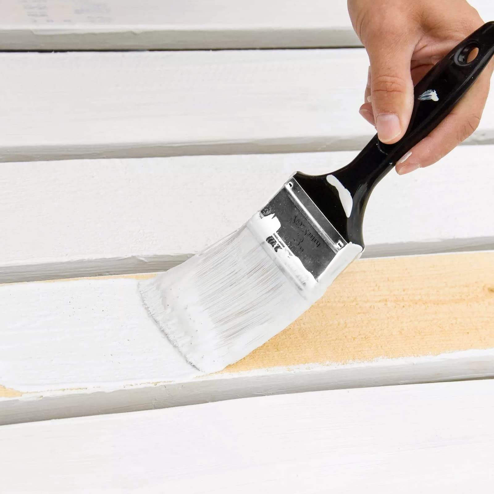 SOUJAP 14 pinceles de pintura de 3 pulgadas, cepillos de pintura de mango de plástico a granel, pinceles de pintura multiusos para pintura acrílica, recorte de paredes, barnizado de muebles