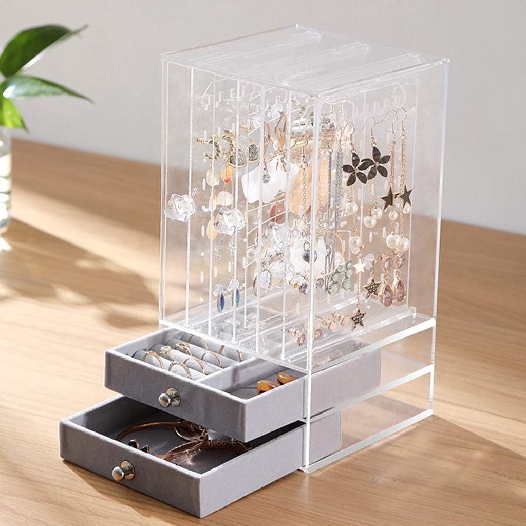 Plastic Jewelry Storage Box Dustproof Earring Holder, Jewelry Storage Box Necklace Display Stand Jewelry Storage Rack