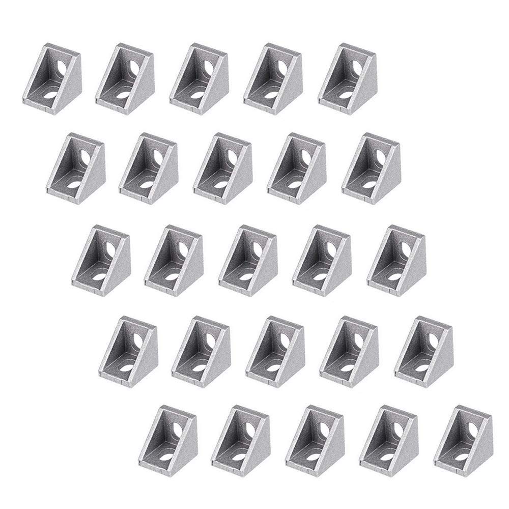 25 Pcs 2020 Corner Bracket Aluminum Alloy L Shape Right Angle Joint Brace Extrusion 20 x 20 mm