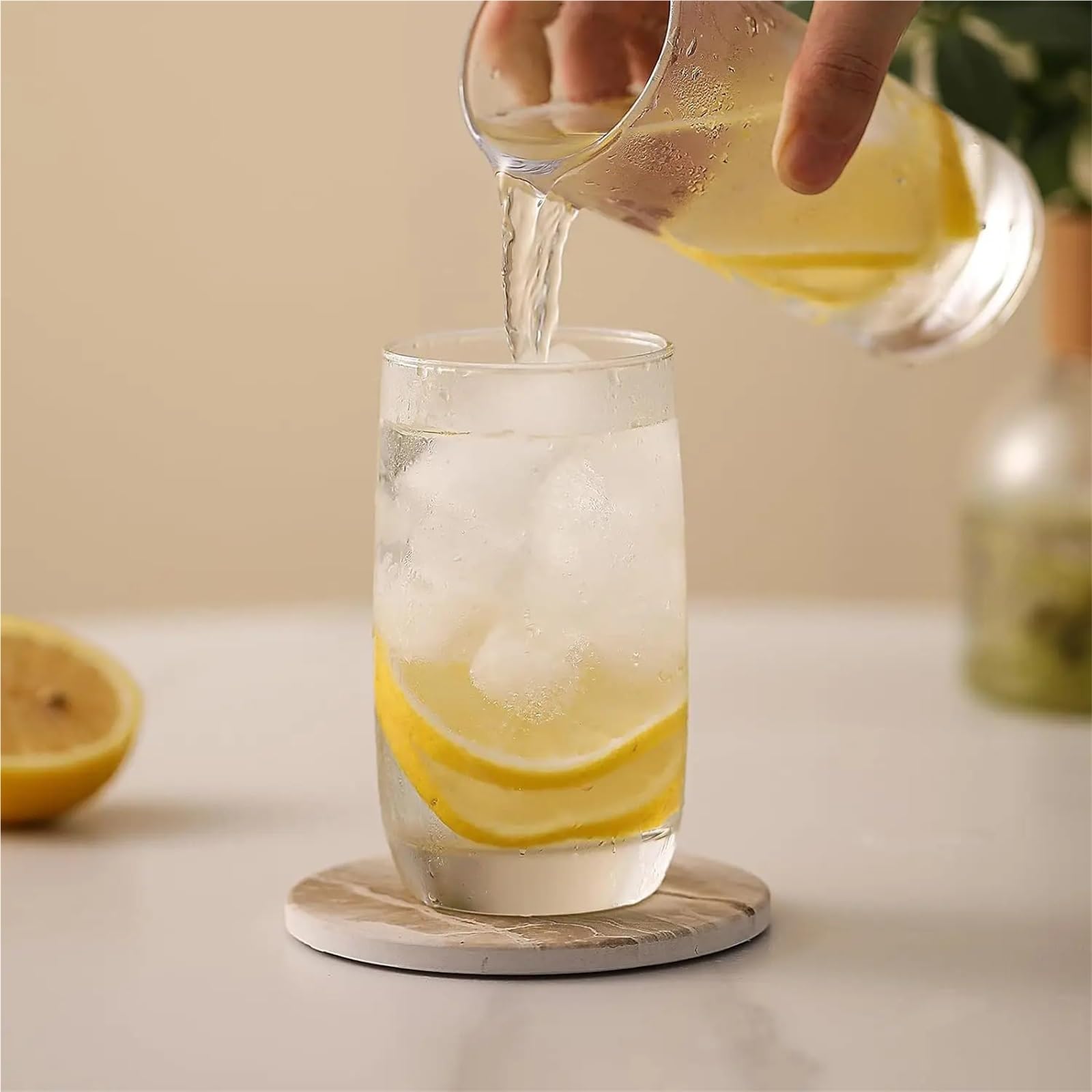 Dessous de Verre Céramique Ensemble de sous-Verres à Boissons 6 pièces avec Support