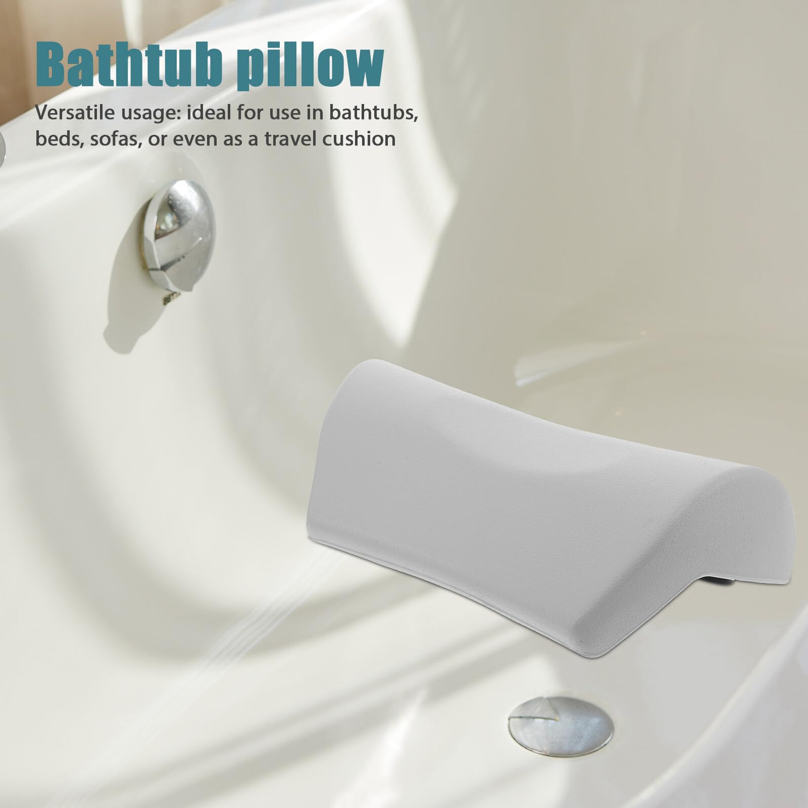 Cuscino da Bagno Spesso in PU con Ventose Antiscivolo Poggiatesta Morbido per Vasca da Bagno e Spa Supporto Collo e Schiena per Relax Domestico