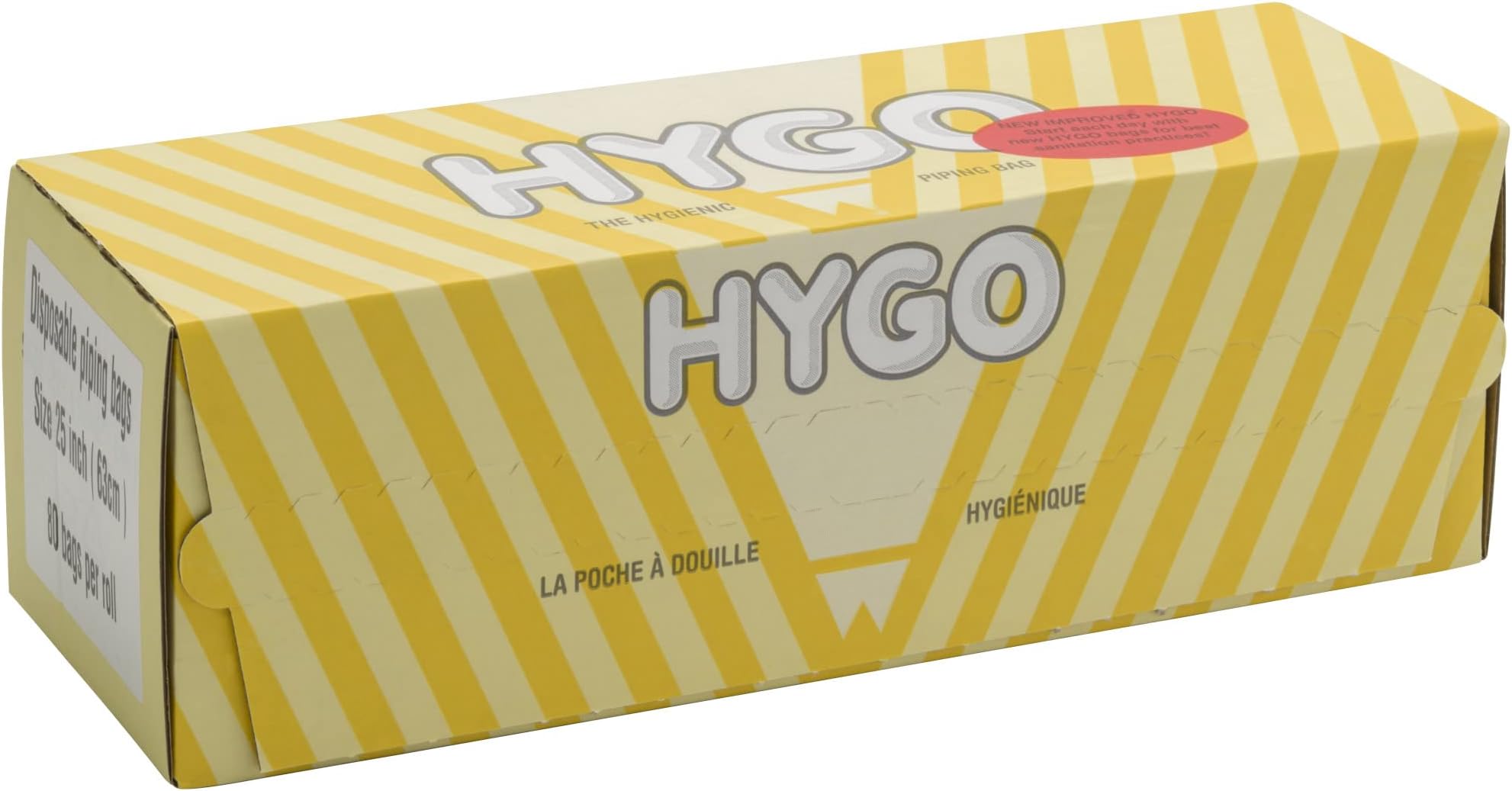 Hygo 25" Disposable Pastry Bag, Grip-Tight Outer Piping Bag, Hot and Cold, 25 inch, Transparent, 80 Pack, Clear,5464