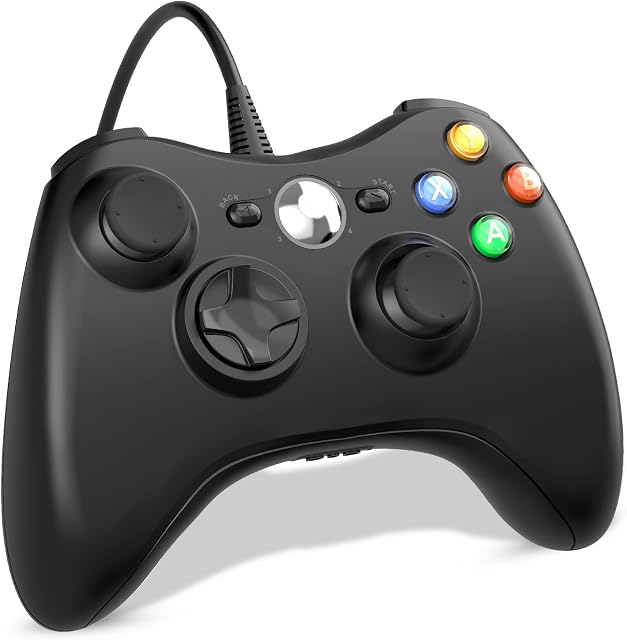 CHEREEKI Controllers for Xbox 360, Controller Wired for PC Windows XP/Vista/7/8/8.1/10 with Dual Vibration and Ergonomic Design