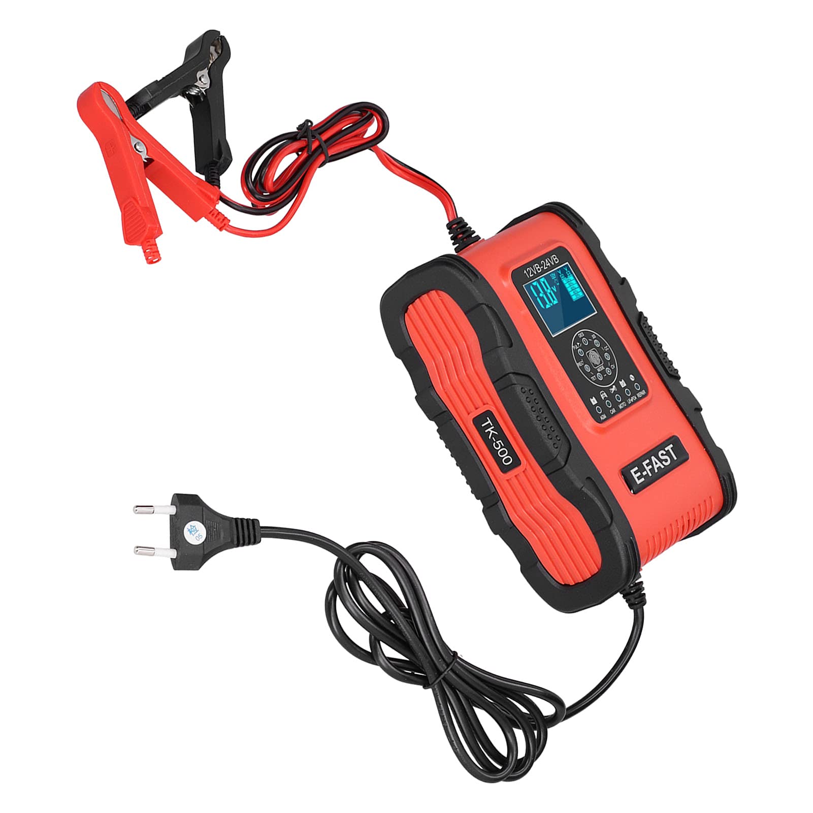 Caricabatteria intelligente, riparazione a impulsi Caricabatteria per auto con ricarica a 7 stadi 12V/12A 24V/6A Protezioni multiple per auto per moto per barca