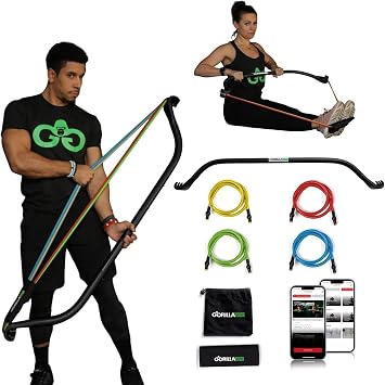 Gorilla Bow Original All-in-One Portable Home Gym System, Professional-Grade Resistance Band Bar for Strength Training, HIIT & Full Body Workouts, Resistance training system for Home, Travel & Outdoor