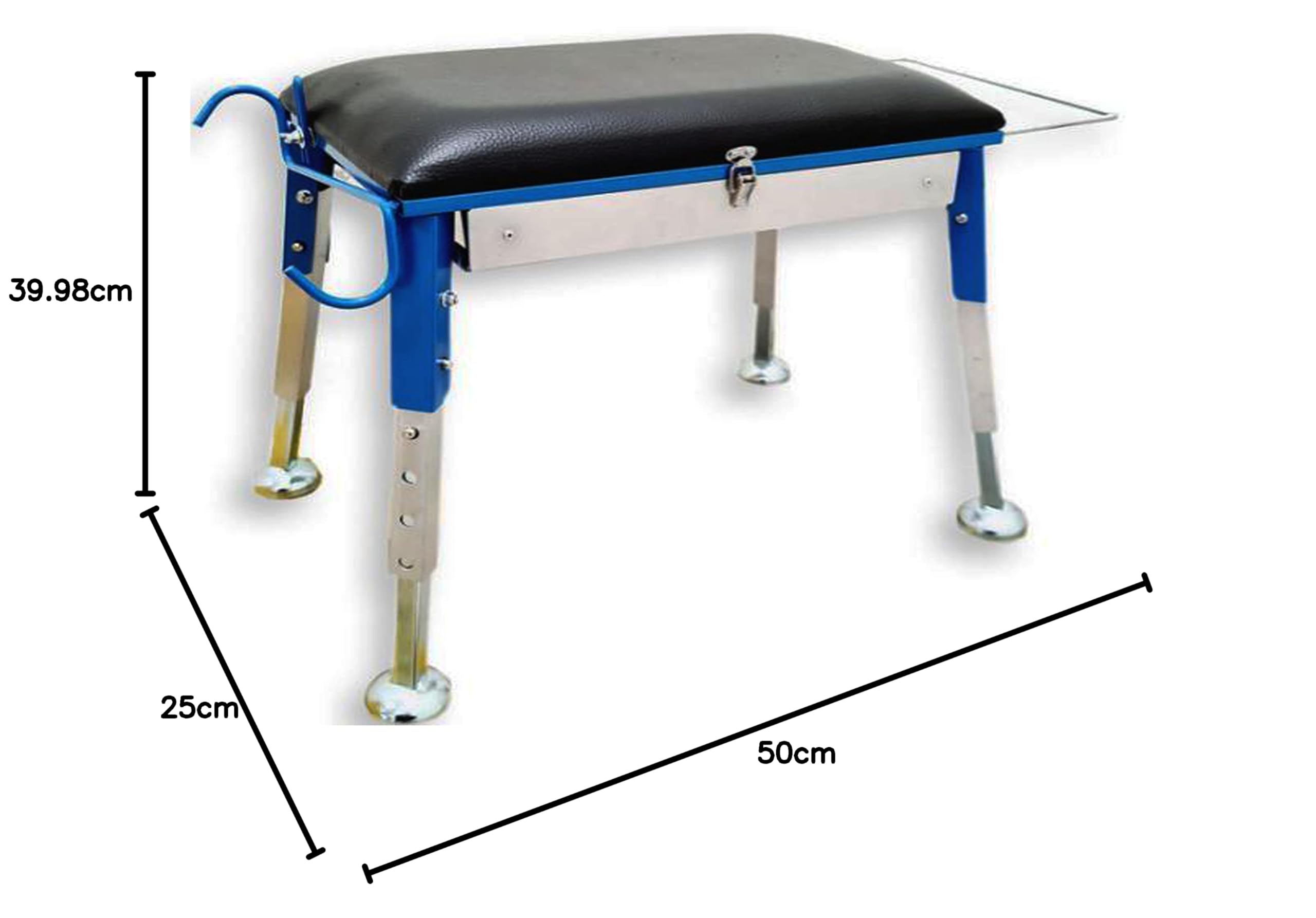 Generico Sgabello Panchetto Pesca Con Cassetto Gambe Regolabili Reggi Canna Bolognese