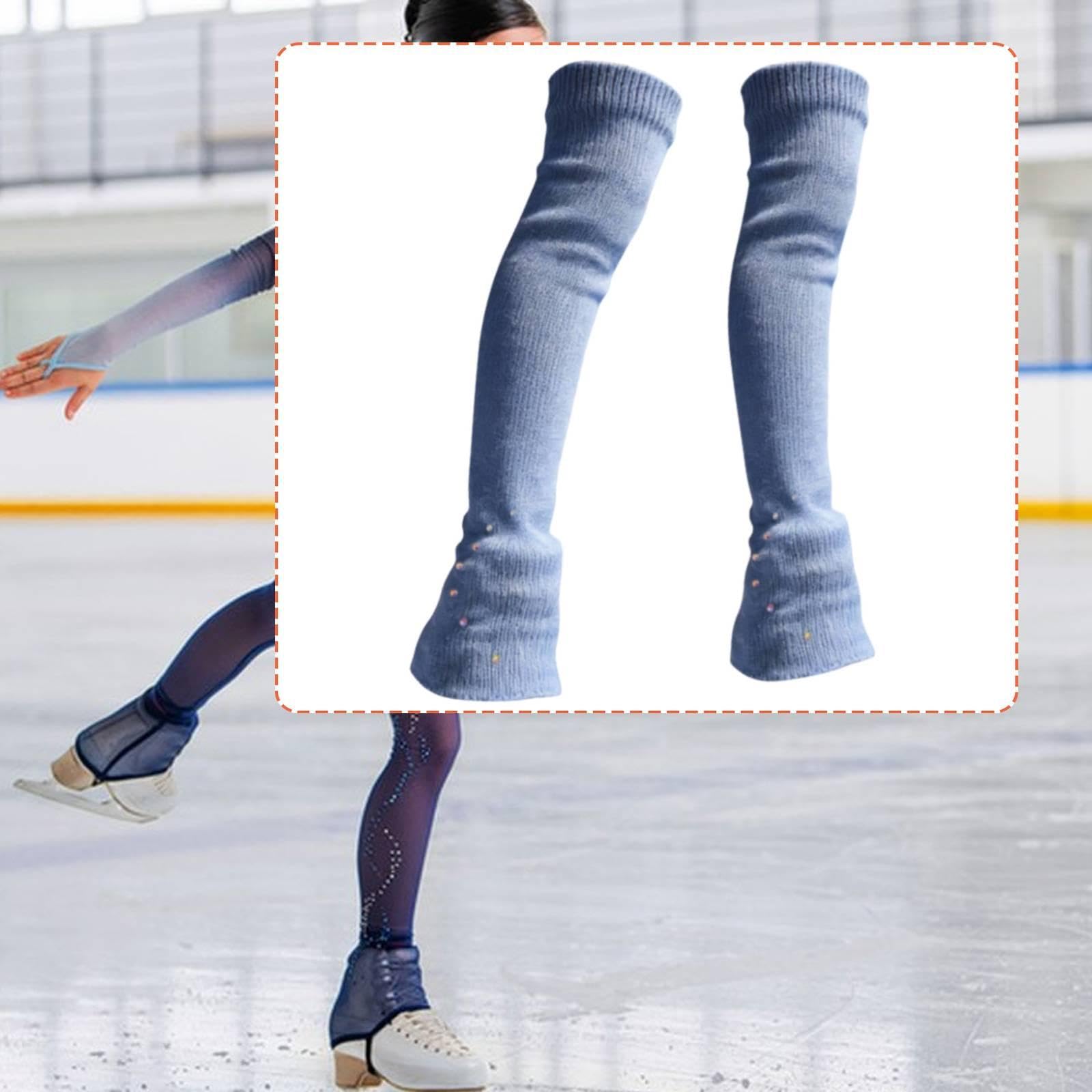 Calze Lunghe Senza Piede per Pattinaggio Su Ghiaccio, Scaldamuscoli in Maglia, Copriscarpe, Contro Il Freddo E Le Abrasioni