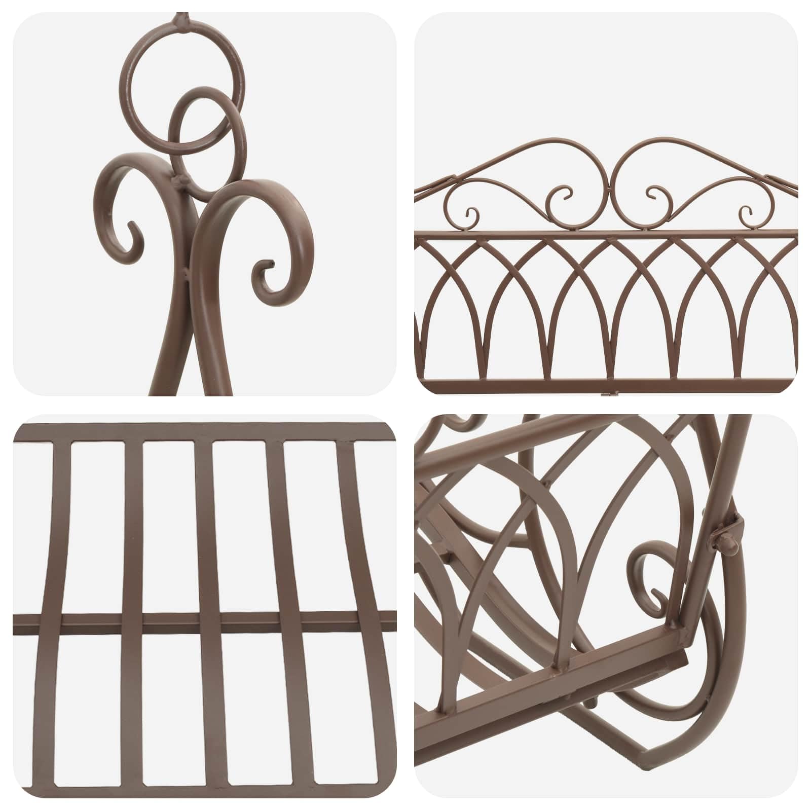 Schaukelbank Stahl Antikbraun 112 x 60 x 126,5 cm Gartenschaukel mit Gestell und Dach wetterfest für Terrasse Veranda draußen Relax Sitzkomfort