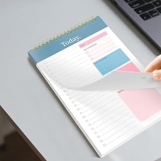 To Do List Notepad Daily Planner Notepad B5 Spiral Notebook with Schedule Organizer Task Checklist for Home Office(Light Blue, 26.2 * 16.5cm)