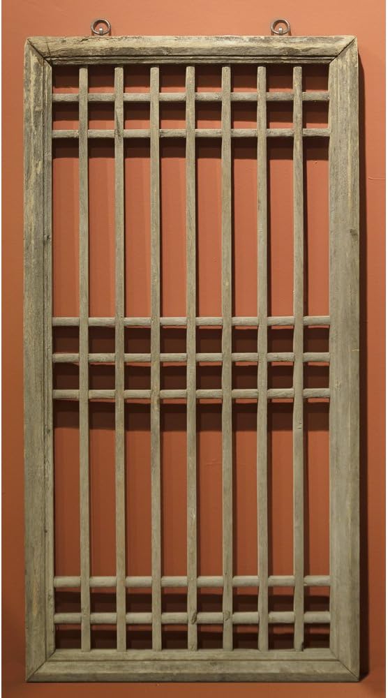 ChinaFurnitureOnline Window Panel Shutter, Hand Carved Cedar wood Wall Hanging