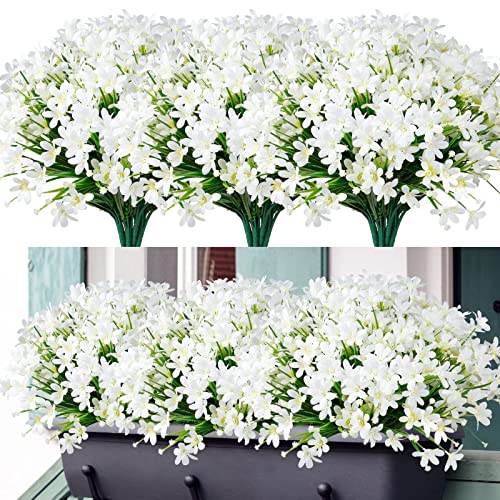 8 Bundles Artificial Daffodils Flowers Outdoor Artificial Flowers UV Resistant Fake Flowers Faux Flowers Shrubs for Indoor Outside Garden Porch Window Box Home Office Wedding Decor image 8