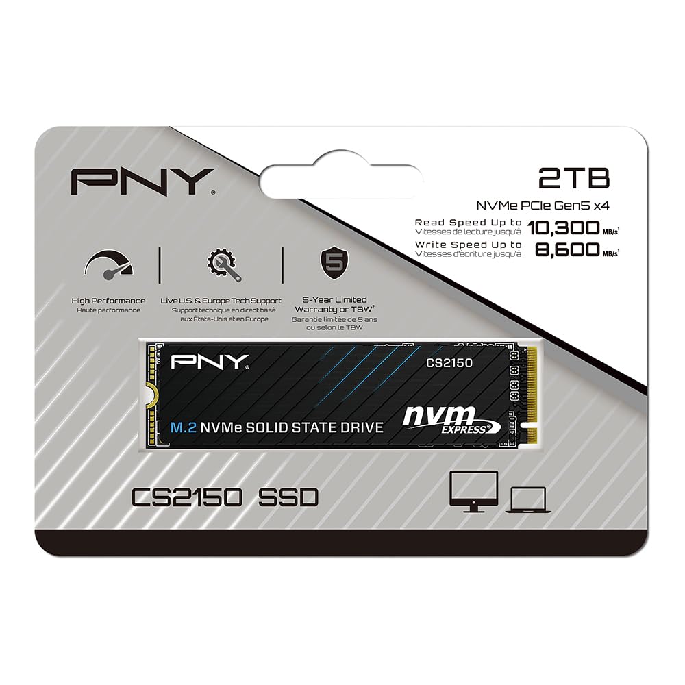 PNY CS2150 2To M.2 NVMe PCIe Gen5 SSD Interne