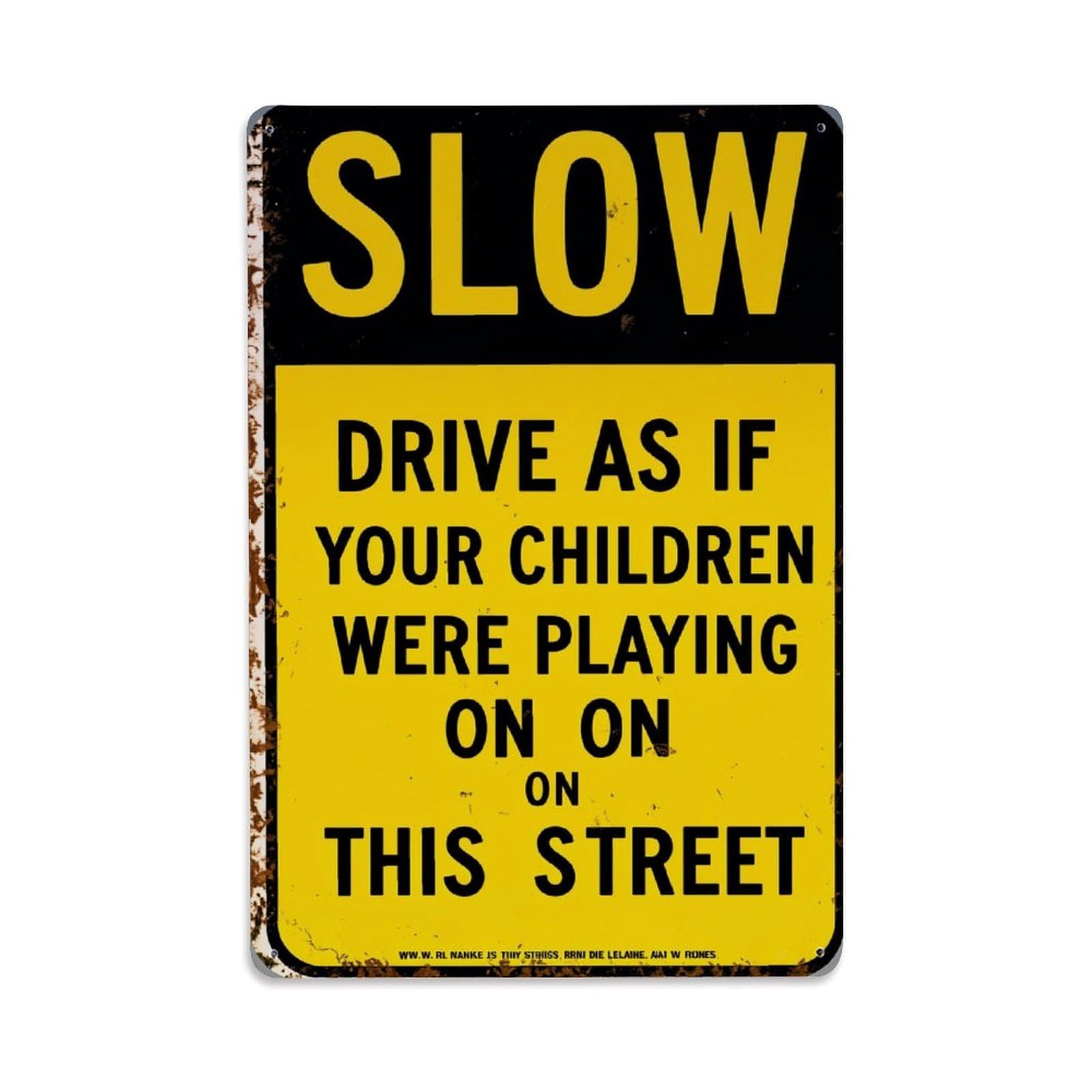 Jdfenggu Vintage Slow Drive As If Retro Metal Tin Sign, Metal Poster For Bar, Home, Man Cave, Kitchen, Laundry Room Art Decor 8X12 Inch