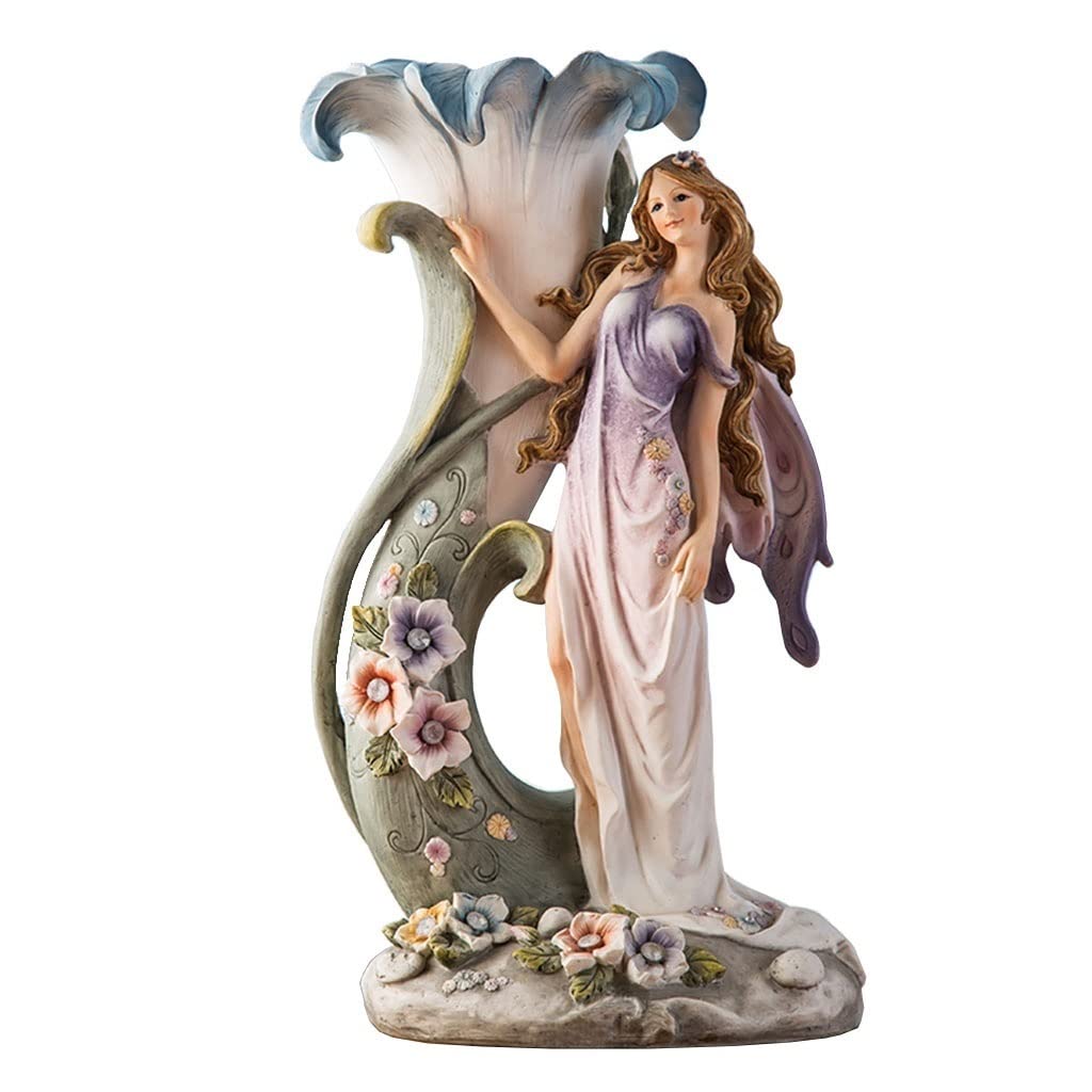 Centerpiece Vases Retro Resin Girl Vase Ornament Creative Home Living Room Table Dried Flower Decoration Arrangement