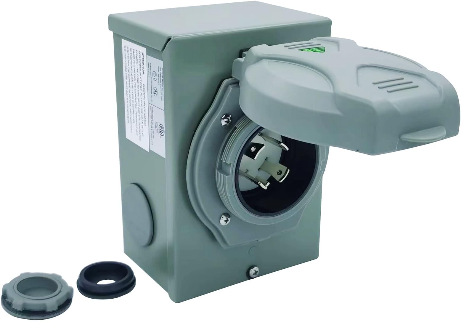 30-Amp Generator Inlet Box, NEMA L14-30P RV Generator Power Inlet Box, Indoor/Outdoor Waterproof Transfer Switch PB30 Inlet Box Plug, 4 Prong 125/250 Volts, Up to 7,500 Watts, ETL Listed
