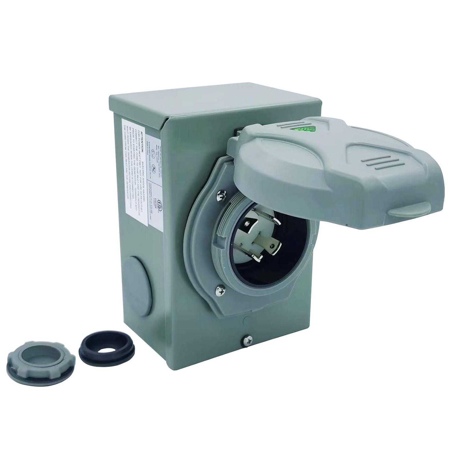 50-Amp Generator Inlet Box NEMA 3R Plug, SS2-50P Power RV Indoor/Outdoor Waterproof Transfer Switch Inlet Box Plug, 3 Prong, 125/250 Volts, Up to 12,500 Watts, ETL Listed