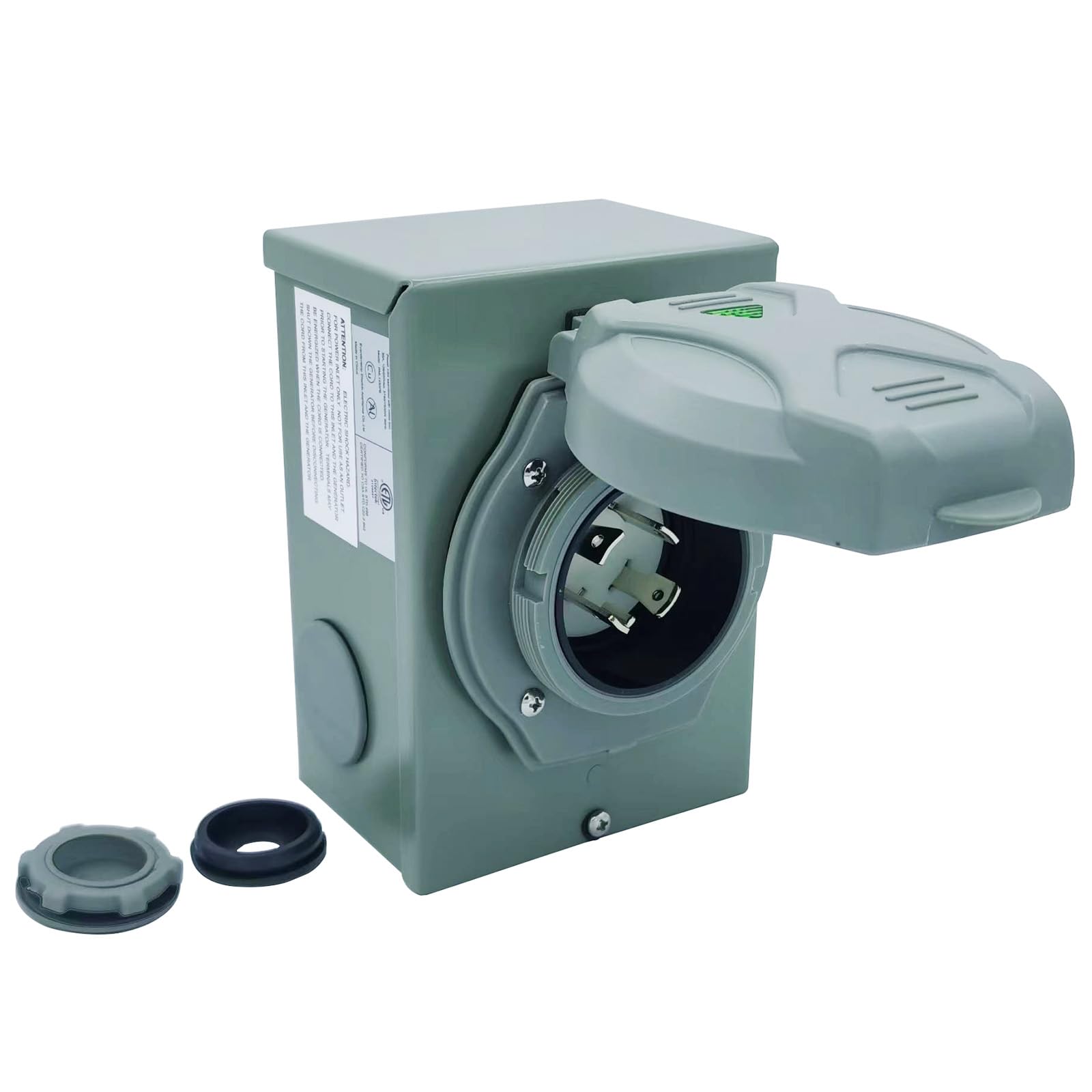 30-Amp Generator Inlet Box, NEMA L14-30P RV Generator Power Inlet Box, Indoor/Outdoor Waterproof Transfer Switch PB30 Inlet Box Plug, 4 Prong 125/250 Volts, Up to 7,500 Watts, ETL Listed