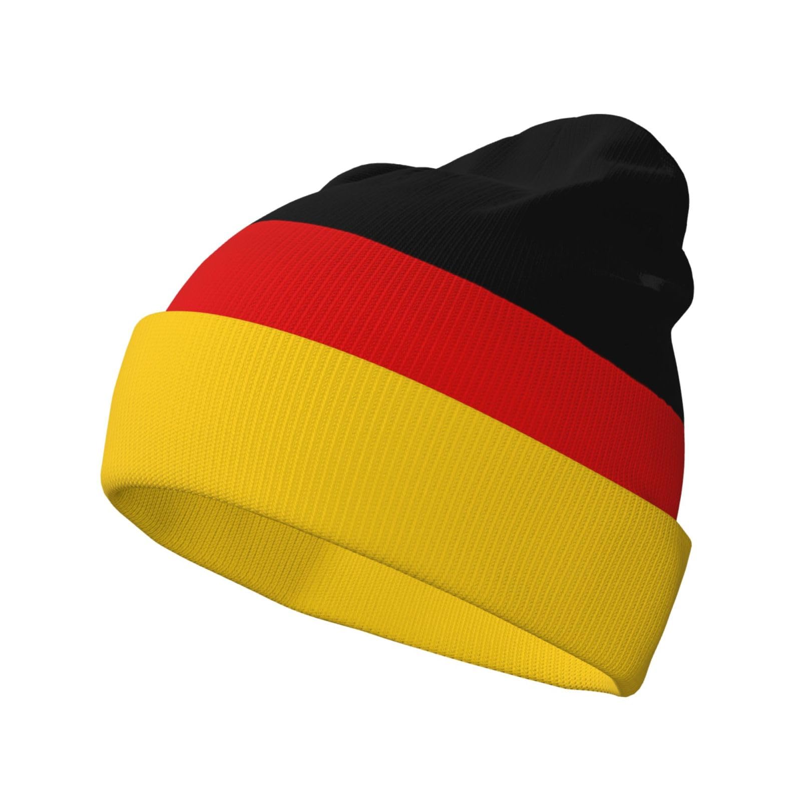 Chabu Unisex Black German Flag Knitted Hat Classic Cuffed Beanie Cap Autumn Winter Warm Soft Casual Outdoor Camping Climbing
