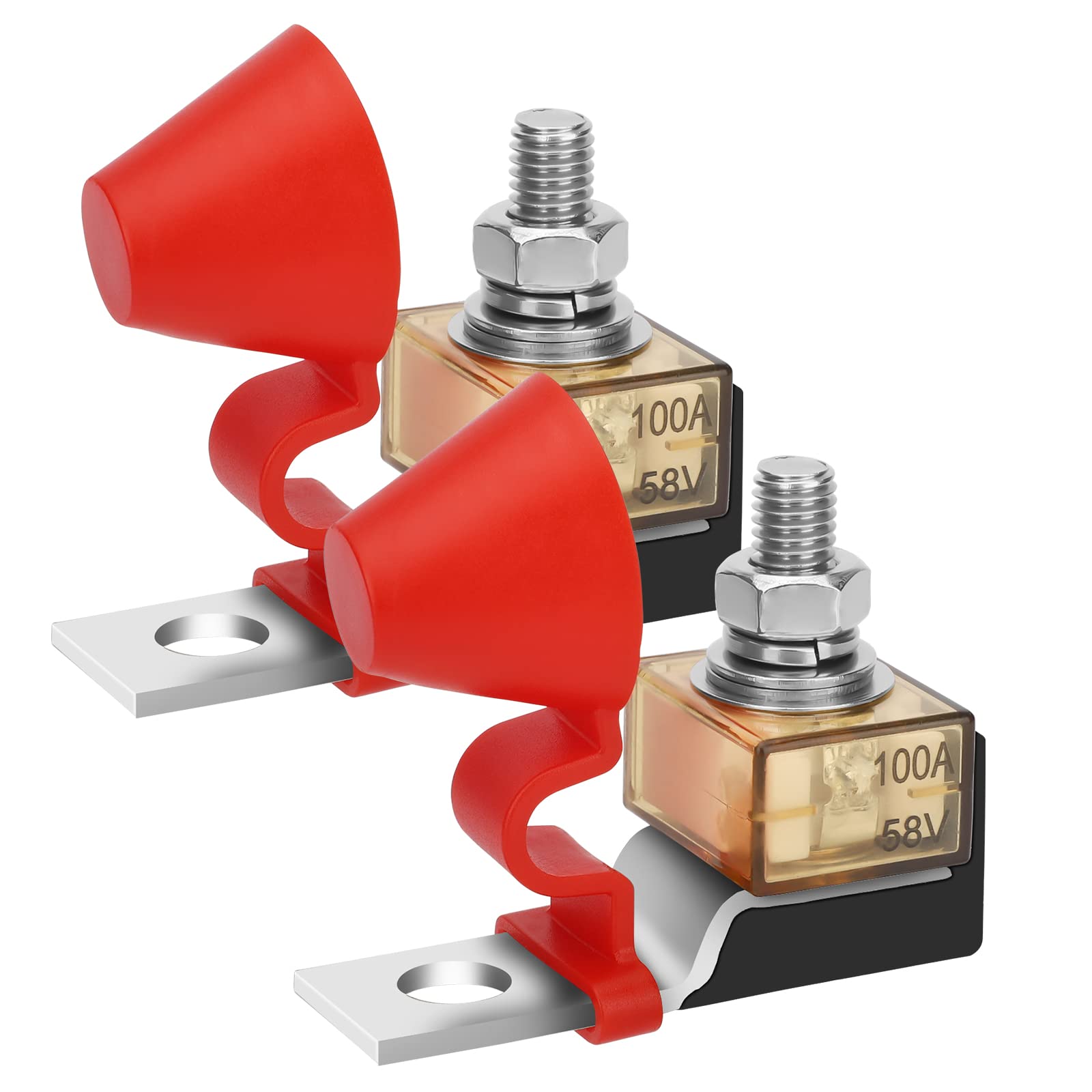 Linkstyle MRBF Terminal Fuse Block, 58V 100AMP Marine Rated Battery Terminal Fuse with 5/16" Stud and Waterproof Cap, for RV, Boat, Automotive Power