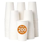 YEEHAW 16 oz 200 Pack Disposable Paper Coffee Cups, Bulk White Hot to Go Cups for Hot Coffee, Hot Liquid, Chocolate, Juice, Hot Beverage Drinkings, Ideal for Cafes, Bistros, Office and Family