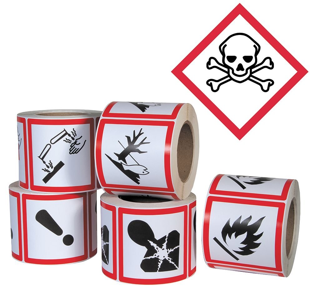 GHS/HazCom 2012: Pictogram Label, Skull and Crossbones, 4" x 4" (Roll of 500)