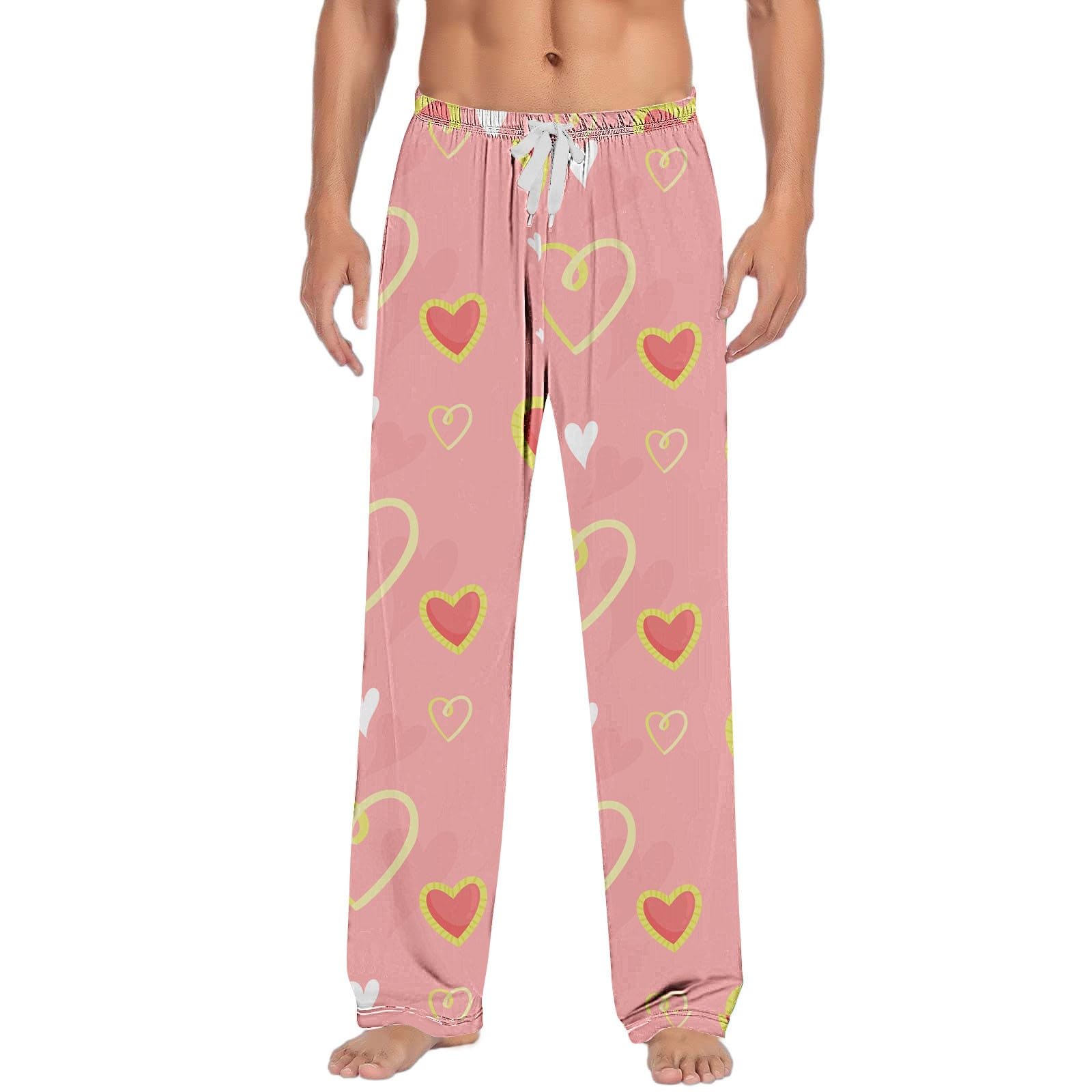 Pijama para hombre con cintura elástica, abrigo para hombre (rosa, XL)
