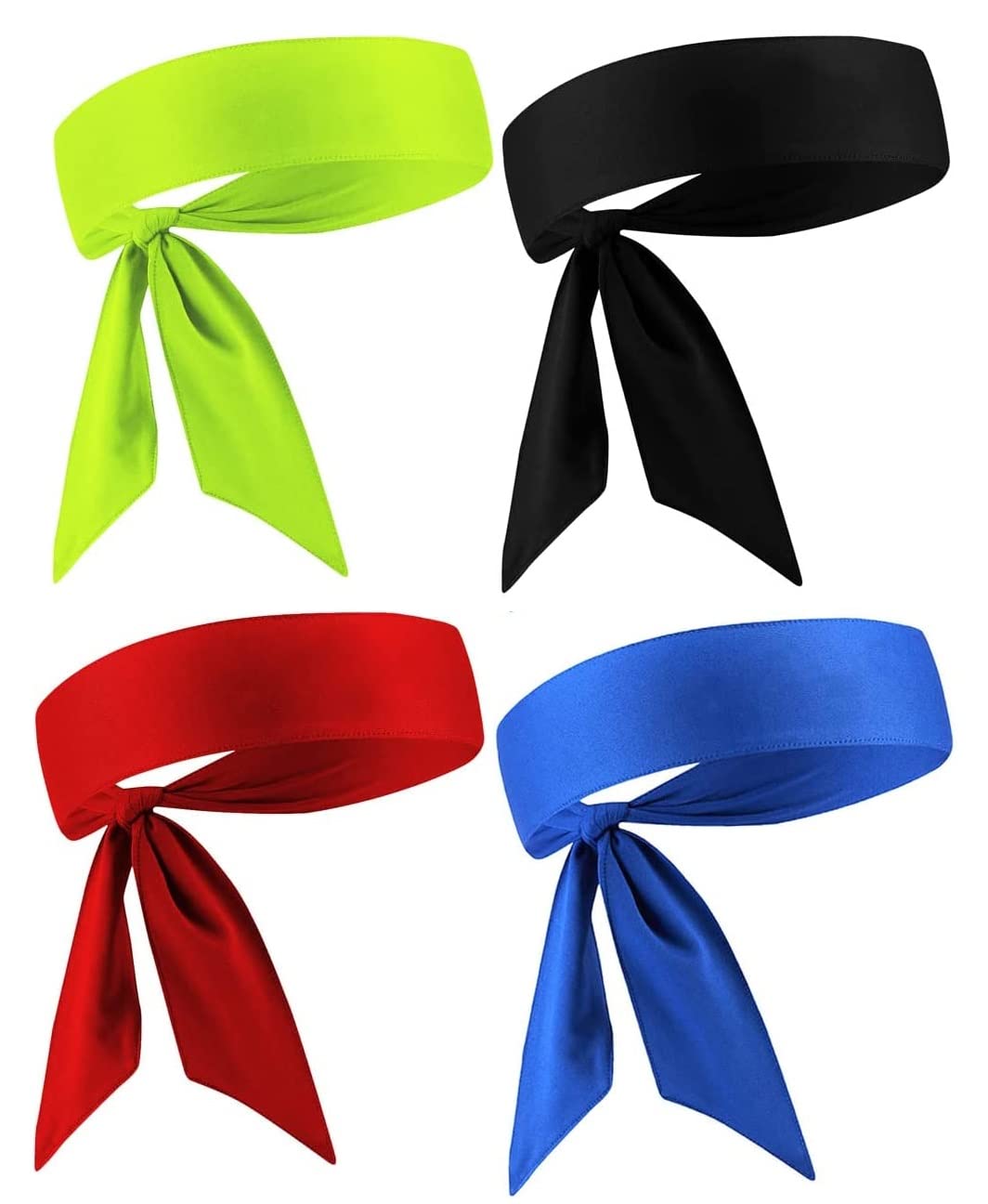 PAROPKAR Sports Headbands for Men and Women (4 Pack) - Lightweight Sweat Band Moisture Wicking Workout Sweatbands for Running Cross Training Cricket Gym Yoga and Bike - Unisex Hairband