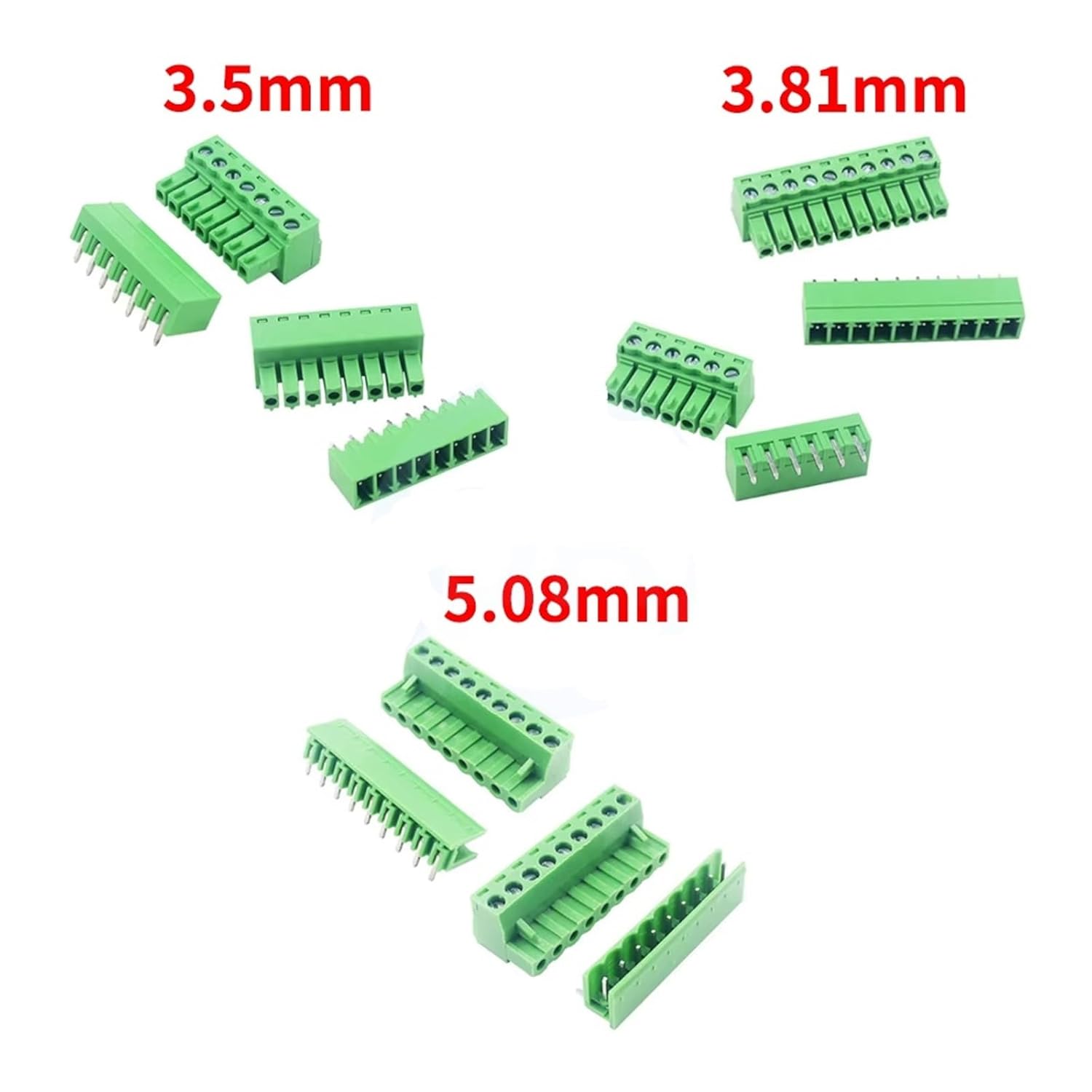 5PCS 15EDG KF2EDG 3.5mm 3.81mm 5.08mm PCB Screw Terminal Block 2-14Pin Male Plug Female Socket Pin Header Wire Connector(Right Angle,5.08mm,8P)